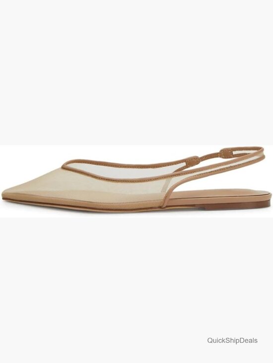 Shoes - Mesh Slingback Ballet Flats Women Pointed Toe Slip On Low Heels Casual Work